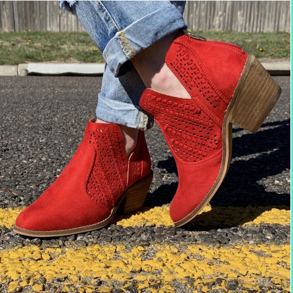 Red Suede Ankle Boots